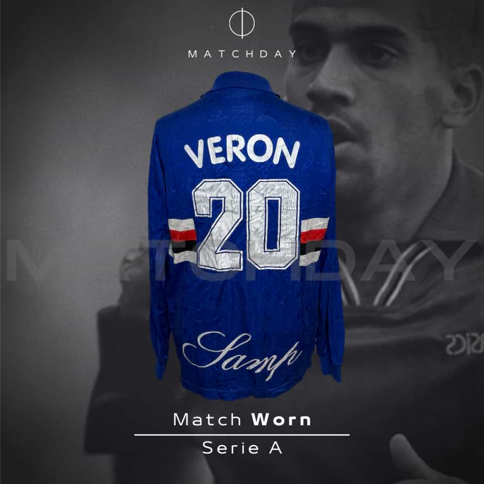 Juan Sebastián Verón – Sampdoria – Match Worn – Serie A 1996/97 - Imagen 3