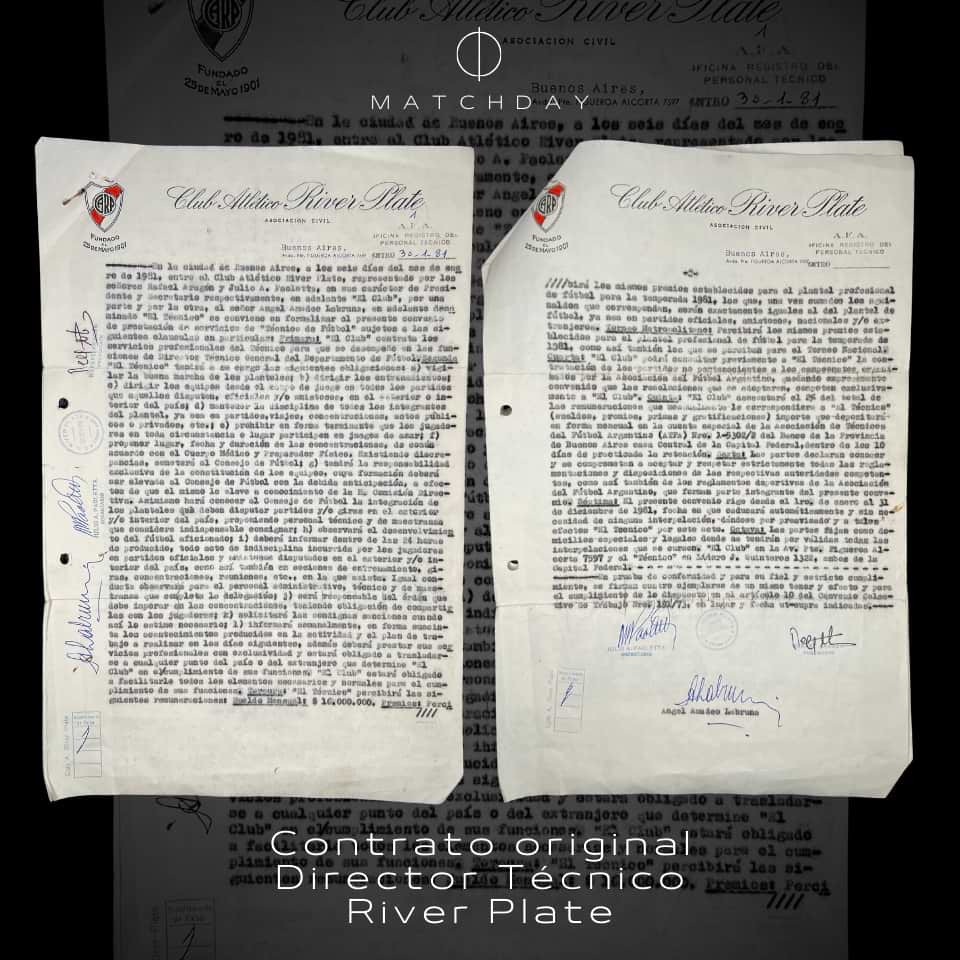 Contrato firmado por Angel Labruna con River Plate 1981