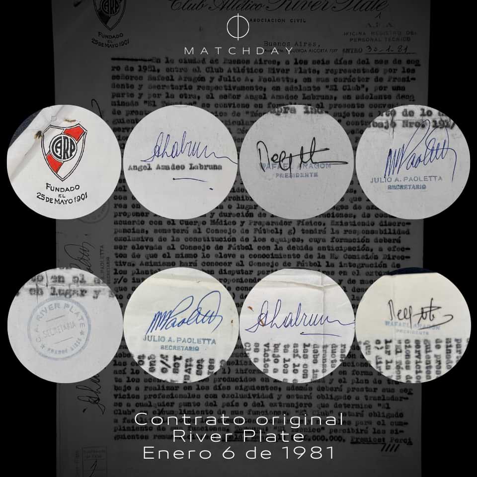 Contrato firmado por Angel Labruna con River Plate 1981 - Imagen 3