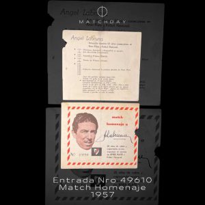 Entrada original del Match Homenaje a Angel Labruna por sus 25 años en River Plate