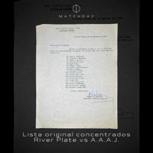 Planilla partido vs AAAJ previa a la huelga - Consagracion luego de 18 años