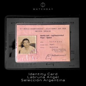 Carnet de Jugador Jules Rimet Cup Sweden 1958 - Angel Labruna