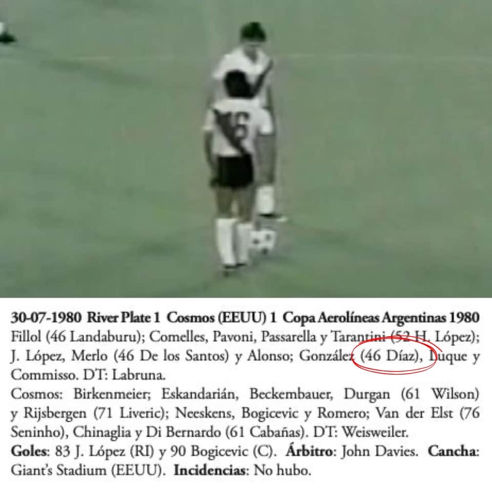 Ramón Díaz – River Plate – Friendly match 1980 – MATCH WORN JERSEY - Imagen 9