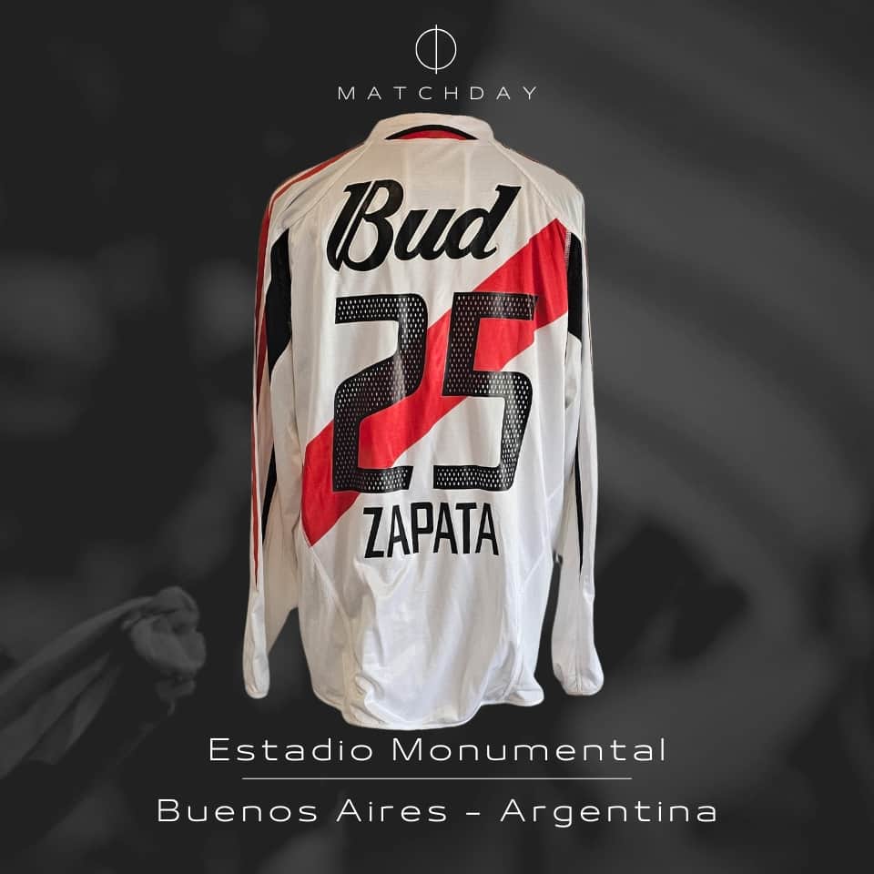 Victor Zapata – River Plate – Copa Libertadores 2005 – MATCH WORN JERSEY - Imagen 5