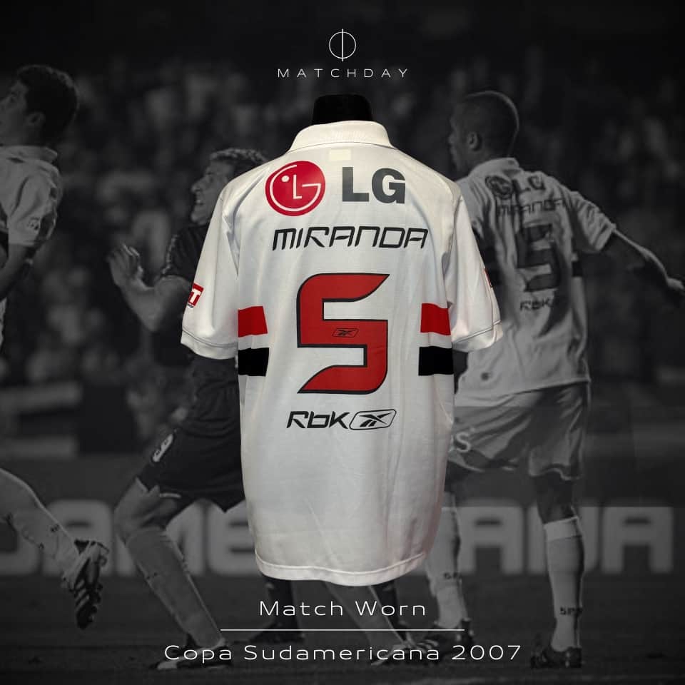 João Miranda – Sao Paulo – Copa Sudamericana 2007 – MATCH WORN JERSEY - Imagen 3