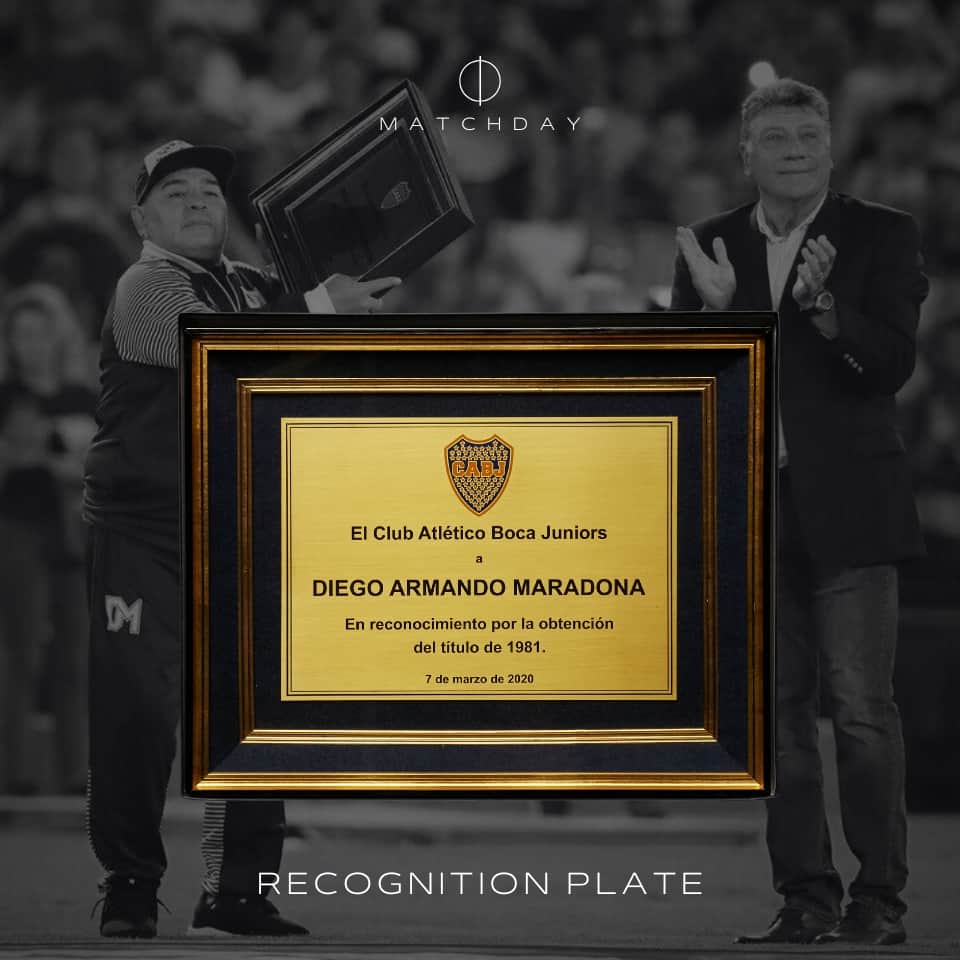 Diego Armando Maradona – Boca Juniors / Gimnasia Esgrima La Plata – Placa Reconocimiento campeonato 1981 – Recognition plate