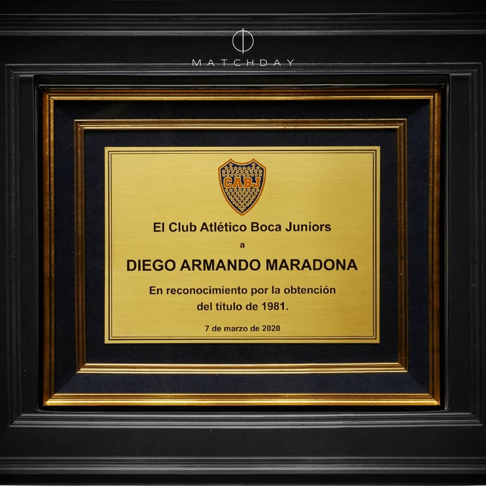 Diego Armando Maradona – Boca Juniors / Gimnasia Esgrima La Plata – Placa Reconocimiento campeonato 1981 – Recognition plate - Imagen 4