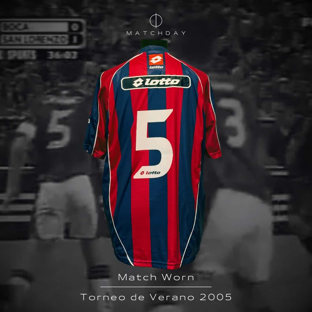 Pablo Michelini – San Lorenzo – Torneo de verano 2005 – MATCH WORN JERSEY – COLECCIÓN JUAN ELUCHANS - Imagen 3