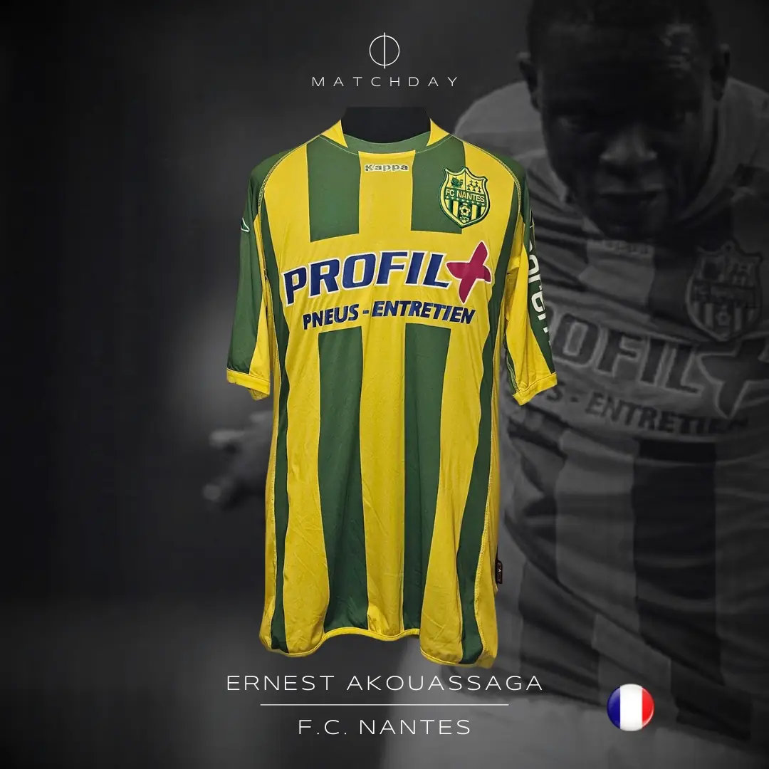 Ernest Akouassaga – F.C. Nantes – Ligue 2 – MATCH WORN JERSEY – JUAN ELUCHANS COLLECTION