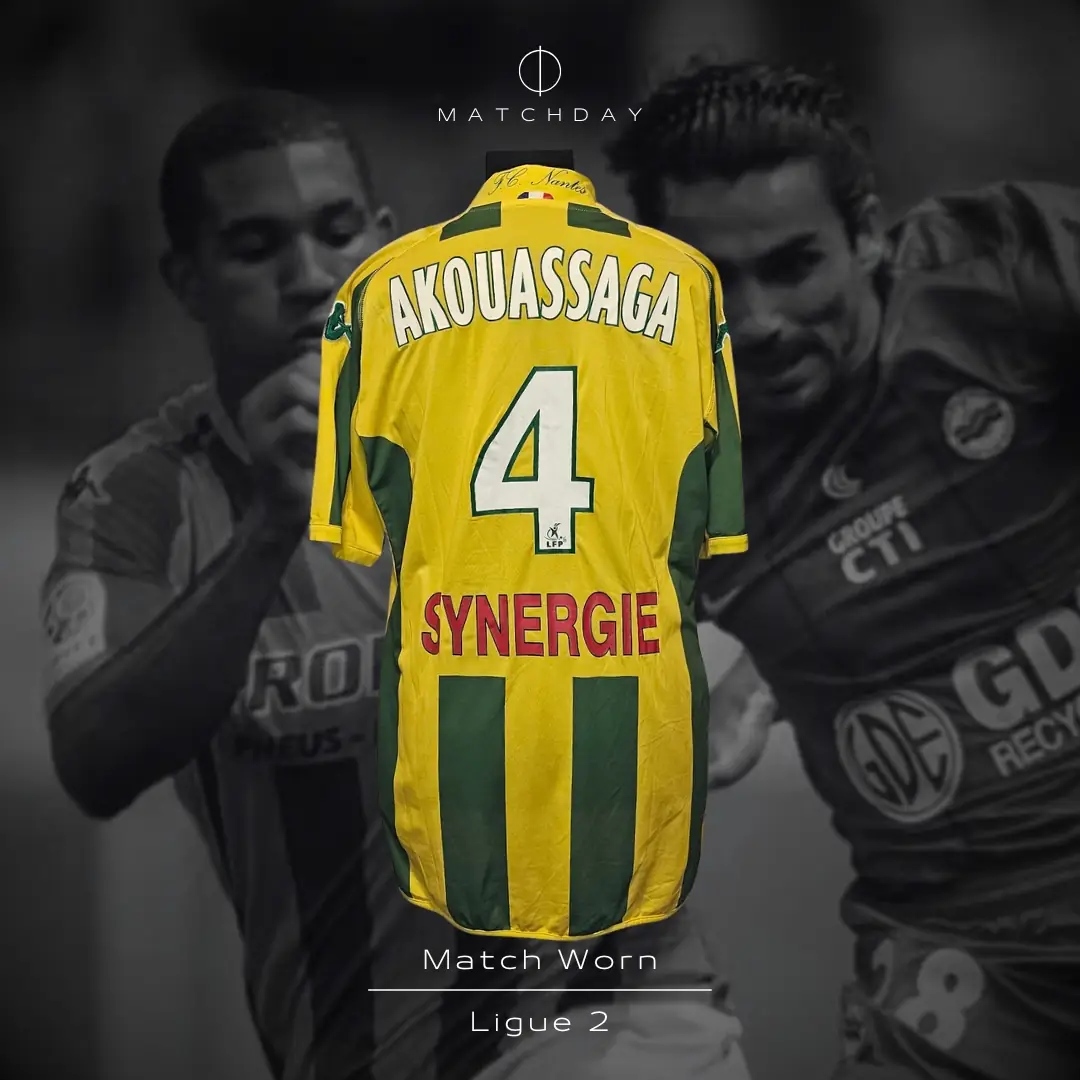 Ernest Akouassaga – F.C. Nantes – Ligue 2 – MATCH WORN JERSEY – JUAN ELUCHANS COLLECTION - Imagen 3