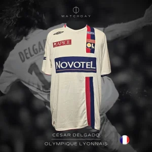 César Delgado - Lyon - Ligue 1 - MATCH WORN IN BENCH JERSEY - JUAN ELUCHANS COLLECTION