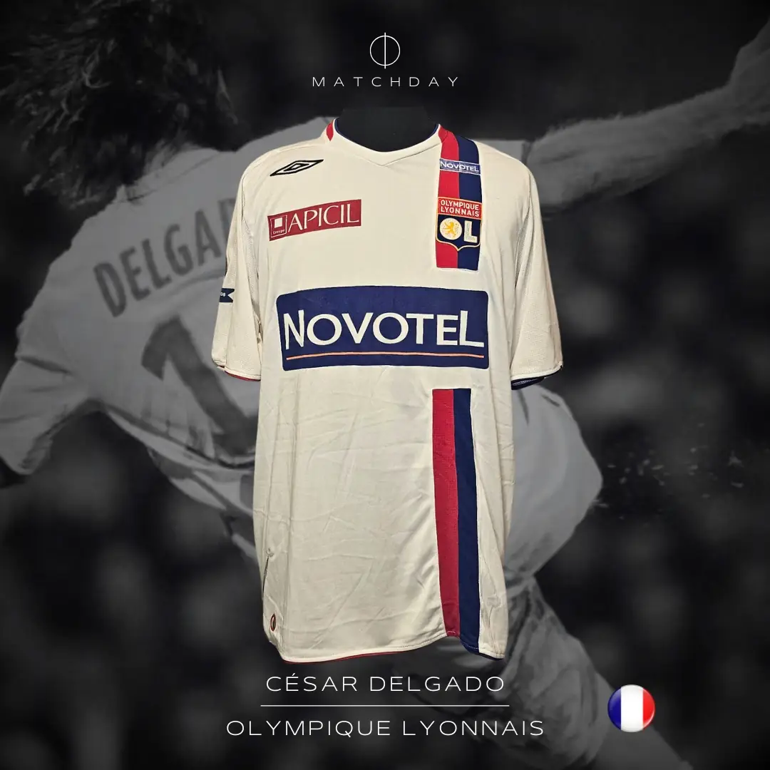 César Delgado – Lyon – Ligue 1 – MATCH WORN IN BENCH JERSEY – JUAN ELUCHANS COLLECTION