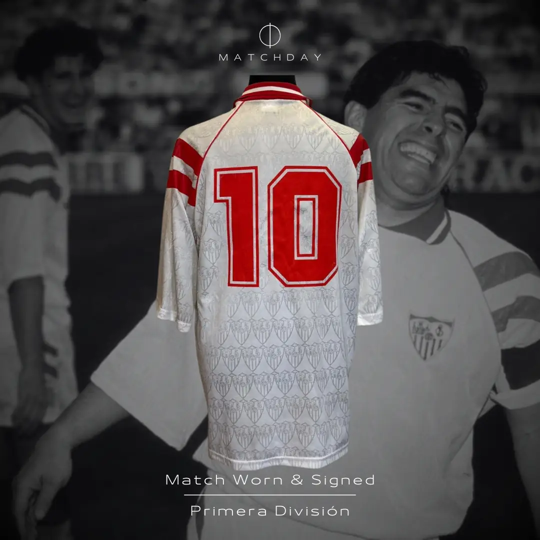 Diego Maradona – Sevilla F.C. – Primera División 1992/93 – MATCH WORN & SIGNED JERSEY – CARLOS DIBOS COLLECTION - Imagen 3