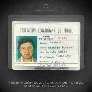 Humberto Maschio - LDU Quito 1982 manager credential -  HUMBERTO MASCHIO'S COLLECTION
