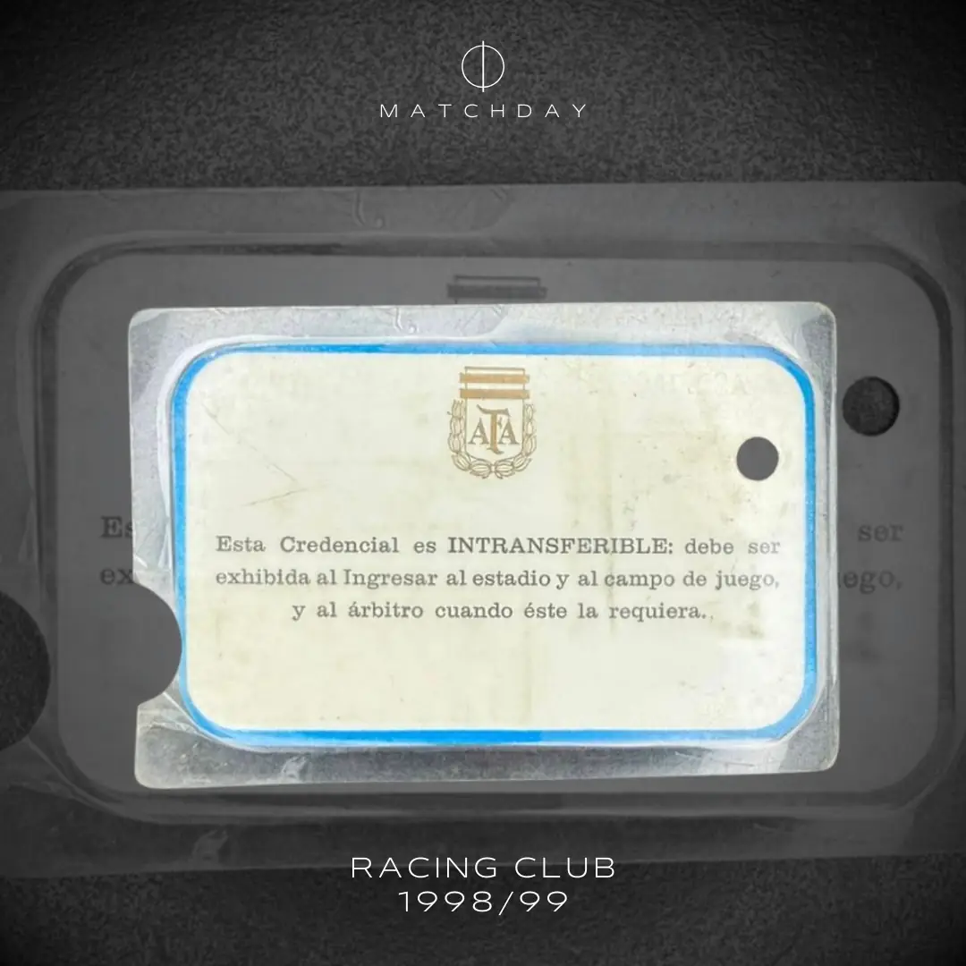 Humberto Maschio – Racing Club 1998/99 Manager credential – HUMBERTO MASCHIO’S COLLECTION - Imagen 3