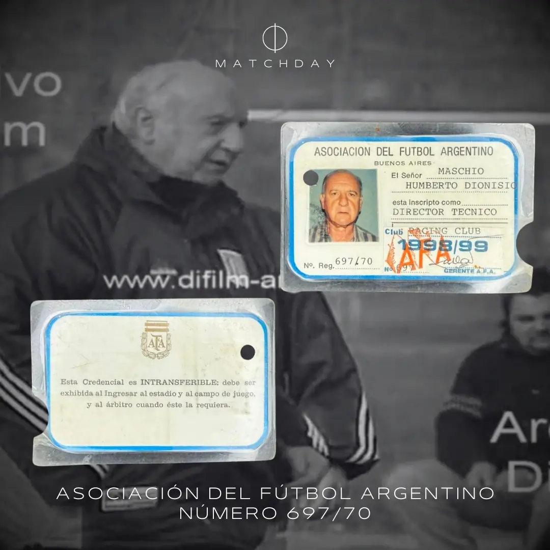 Humberto Maschio – Racing Club 1998/99 Manager credential – HUMBERTO MASCHIO’S COLLECTION - Imagen 4