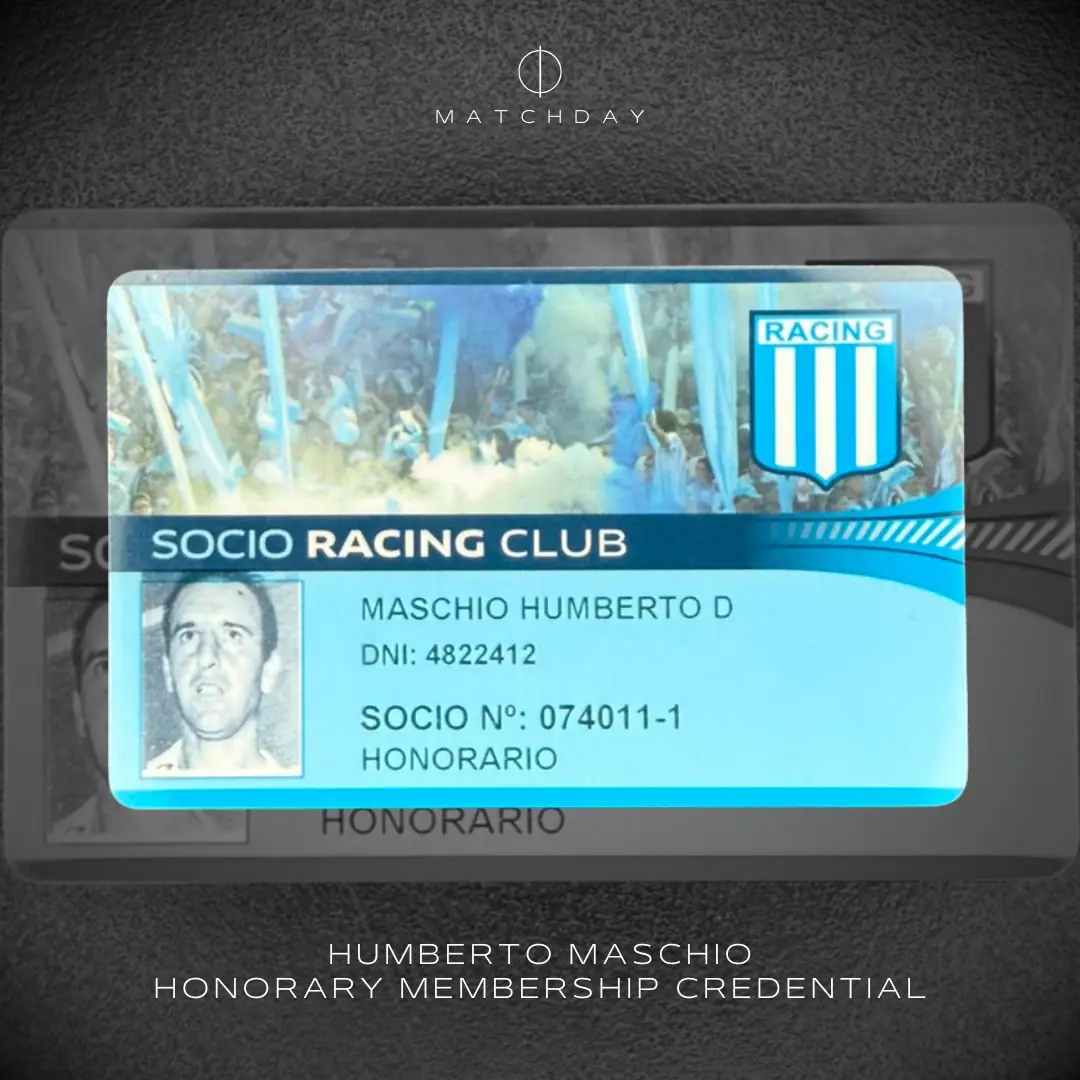 Humberto Maschio – Racing Club – Protocol Jersey + Honorary membership credencial – HUMBERTO MASCHIO’S COLLECTION - Imagen 4
